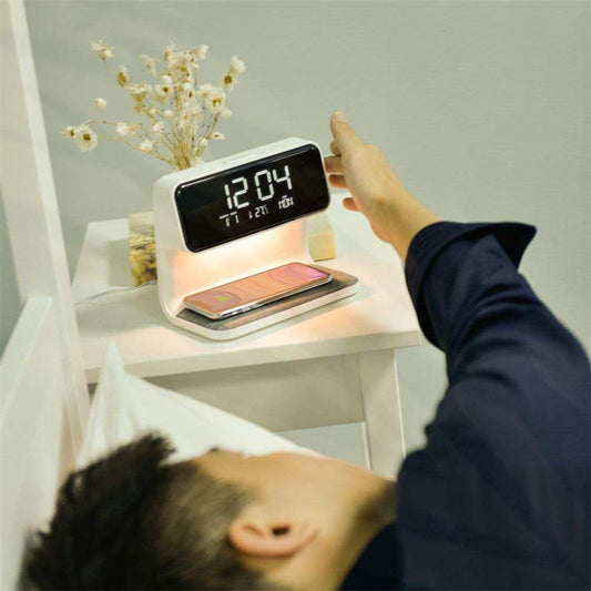 Bedside LCD Screen Alarm Clock & Phone Charging Lamp