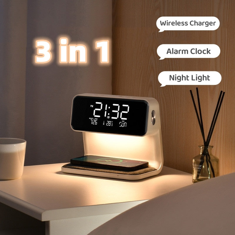 Bedside LCD Screen Alarm Clock & Phone Charging Lamp
