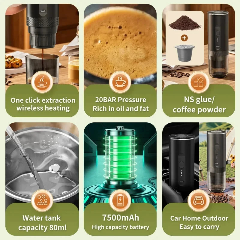 BrewX 3 in 1 Wireless Portable Espresso Machine